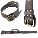 Genuine Real Leather Dog Collar with Handle 1.7" Width Heavy Duty Medium Large - FunnyDogClothes