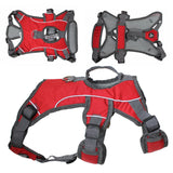 Heavy Duty Durable No-Pull Comfortable Walking Working Dog Harness Vest with Handle and Reflective Stripes Padded Adjustable for Medium and Large Dogs Red - FunnyDogClothes