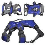 Heavy Duty Durable No-Pull Comfortable Walking Working Dog Harness Vest with Handle and Reflective Stripes Padded Adjustable for Medium and Large Dogs Blue - FunnyDogClothes