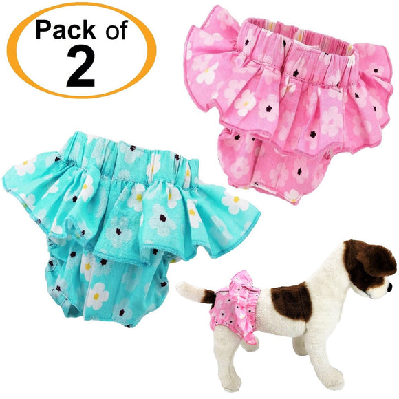 Pack - 2 Colors Dog Cat Diapers Female Skirt Ruffles For Small Dog 100% Cotton Light