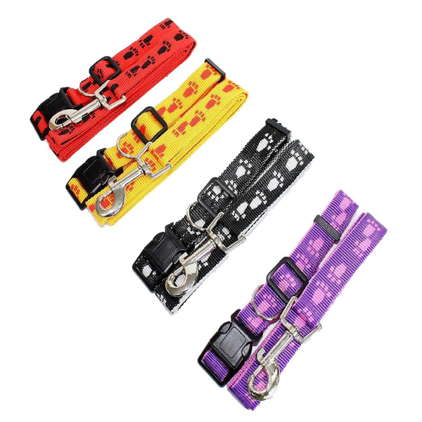 Set Dog Collar and Leash Adjustable Training Nylon - FunnyDogClothes