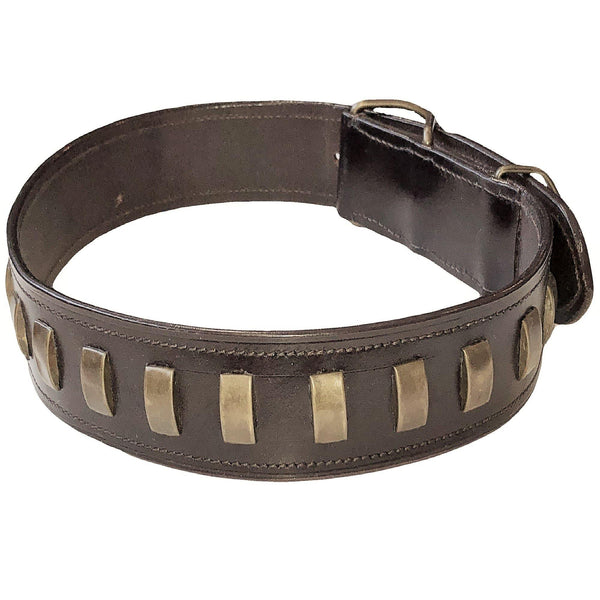Genuine Real Leather Heavy Duty Dog Collar For Medium Large Pet Rivet Bronze - FunnyDogClothes