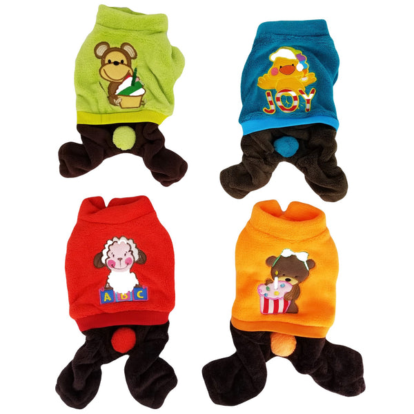 Warm Soft Dog Puppy Coat Pants Jumpsuit Pajamas Overall Fleece - FunnyDogClothes