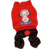 Warm Soft Dog Puppy Coat Pants Jumpsuit Pajamas Overall Fleece Red - FunnyDogClothes