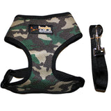 Camo Dog Harness with Leash