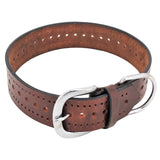 Genuine Real Leather Dog Collar 1.5" Width for Medium and Large Pets Brown - FunnyDogClothes