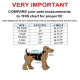 dog rainwear size chart