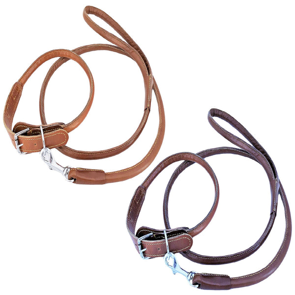 Genuine Real Leather Dog Collar with Leash 4 Ft Round Rolled Medium Large Pets - FunnyDogClothes