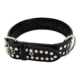 Genuine Real Strong Leather Heavy Duty Durable Collar Big Large Dog Black Nickel Rivet - FunnyDogClothes