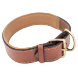 Genuine Real Leather Dog Collar 1.5" Width Padded Heavy Duty Medium Large Pet Tan - FunnyDogClothes
