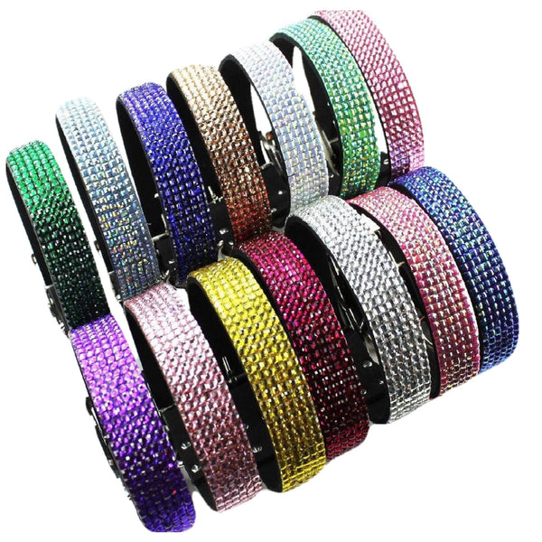 Puppy Dog Pet Soft Collar 6 Rows Rhinestone Crystal Diamond - FunnyDogClothes