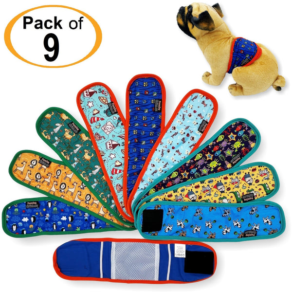 9 Pack of Washable Dog Male Diapers Belly Band Wrap Reusable for Small Breed
