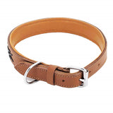 Genuine Leather Dog Collar Handmade Metal Buckle for Medium Large Pet - FunnyDogClothes
