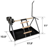 Parts Parrot Bird Perch Table Top Stand Metal Wood 17.5" x 12.5" x 11"