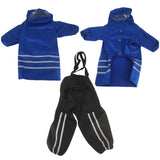 Set - 3pcs Pants + Coat + Hood Raincoat For Large Big Dog Waterproof Reflective Blue - FunnyDogClothes