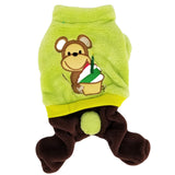 Warm Soft Dog Puppy Coat Pants Jumpsuit Pajamas Overall Fleece Green - FunnyDogClothes