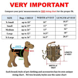 tacical training vest and leash hunting size chart