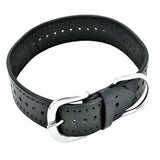 Genuine Real Leather Dog Collar 1.5" Width for Medium and Large Pets Black - FunnyDogClothes