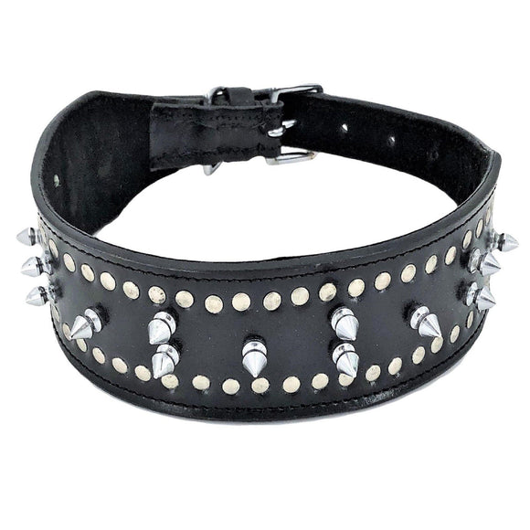 Genuine Real Leather Dog Collar Rivet Studded Spike Width Heavy Duty Large Pet - FunnyDogClothes