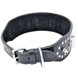 Genuine Real Leather Dog Collar Rivet Studded Spike Width Heavy Duty Large Pet - FunnyDogClothes