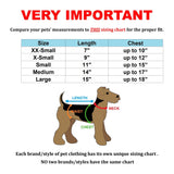 reflective dog raincoat size chart
