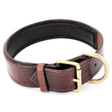 Genuine Real Leather Dog Collar 1.5" Width Padded Heavy Duty Medium Large Pet Brown - FunnyDogClothes