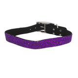 Puppy Dog Pet Soft Collar 6 Rows Rhinestone Crystal Diamond Purple - FunnyDogClothes