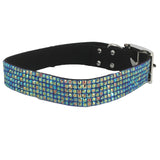 Puppy Dog Pet Soft Collar 6 Rows Rhinestone Crystal Diamond Blue Multicolor - FunnyDogClothes