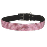 Puppy Dog Pet Soft Collar 6 Rows Rhinestone Crystal Diamond Pink - FunnyDogClothes