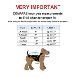 Dog cat clothes size chart
