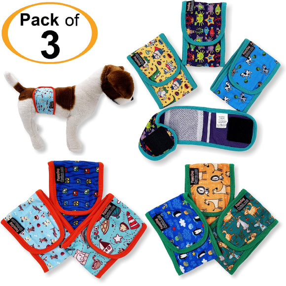 3 Pack of Washable Reusable Dog Male Diapers Belly Band Wrap for Small Breed